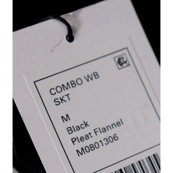 Theory Women's Size Medium Black Pleated Flannel Midi Skirt A-Line Knit $630 NWT - Picture 8 of 10